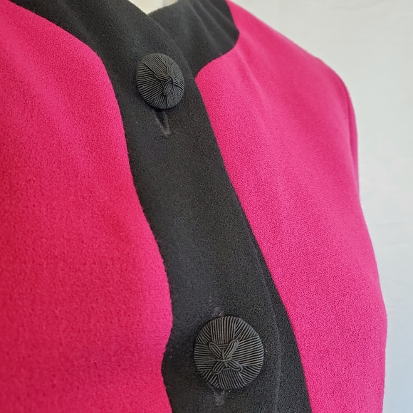 Linda Allard Tracy Pink Wool Crepe Light Jacket - Picture 4 of 8